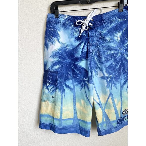 Carona Mens Blue Board Shorts Size LG Polyester Drawstring Preowned - Picture 2 of 11